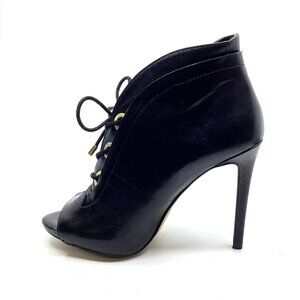 Guess black leather Lace Up Booties Heels vamp peep toe high heels